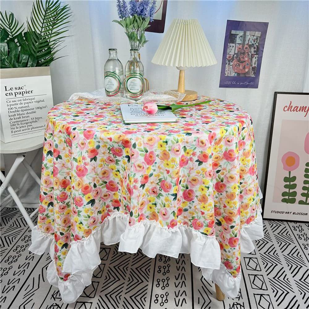 Nappe ronde florale pour décoration de table de vacances en famille