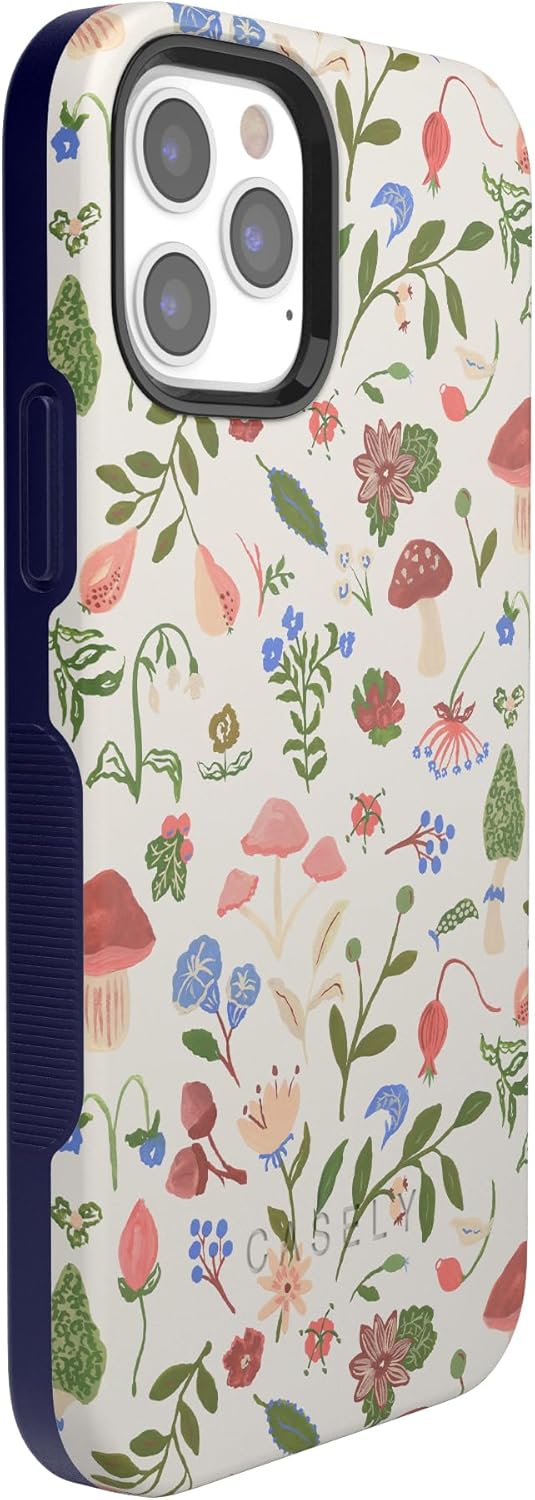Casely iPhone 12/12 Pro Case | Garden Party | Mushroom Floral | Bold Protective Design | Compatible with MagSafe