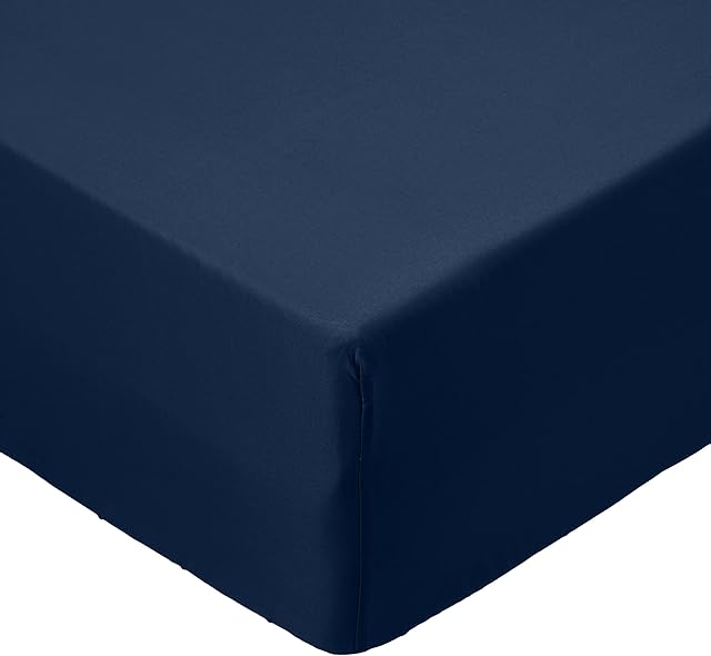Amazon Basics, Polyester Microfibre, Navy Blue, Double