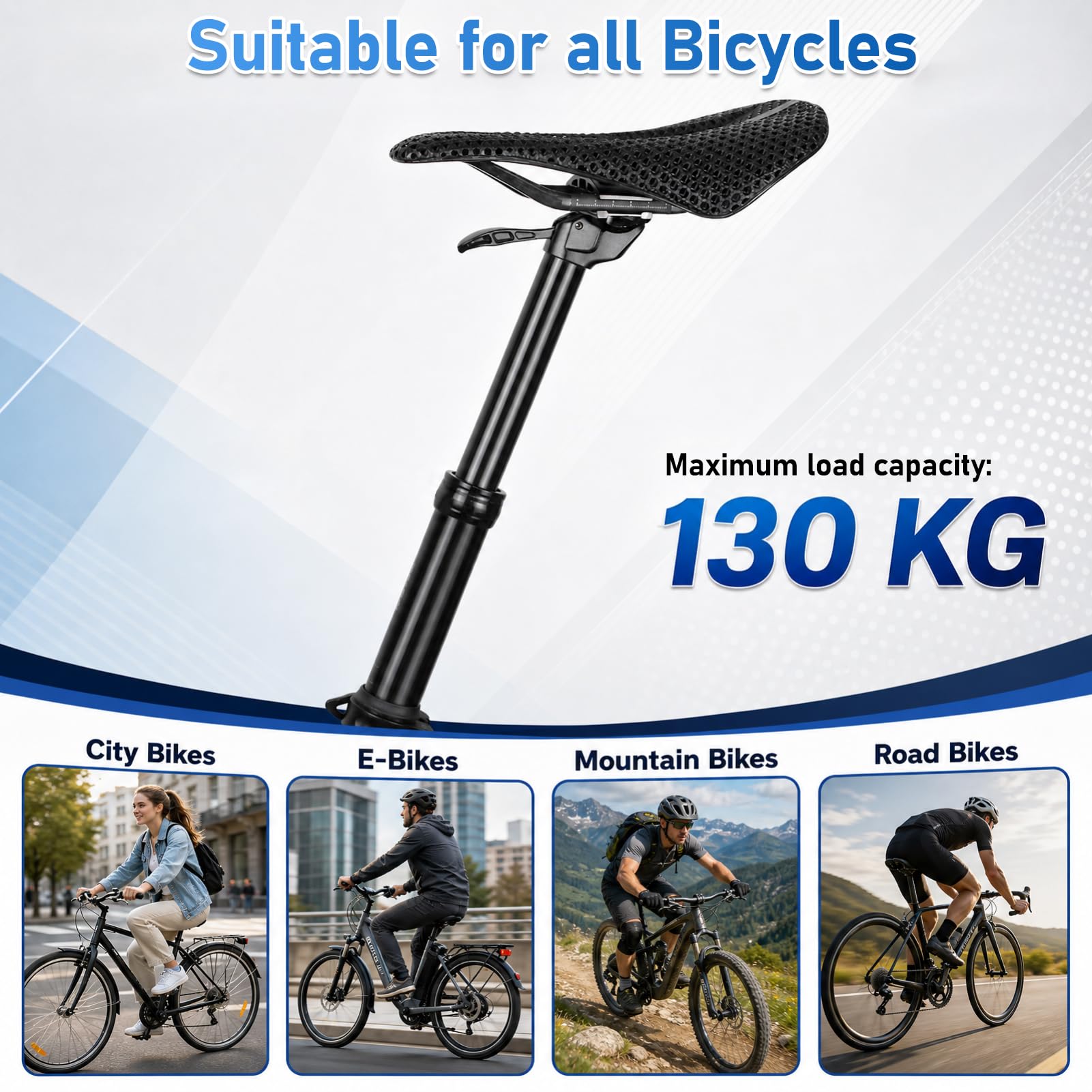 Sztyca podsiodłowa rowerowa 30,9/31,6 mm z amortyzatorem ze stopu aluminium, z regulacją wysokości, hydrauliczna, ręcznie obsługiwana sztyca podsiodłowa jako akcesoria rowerowe, długość całkowita 430
