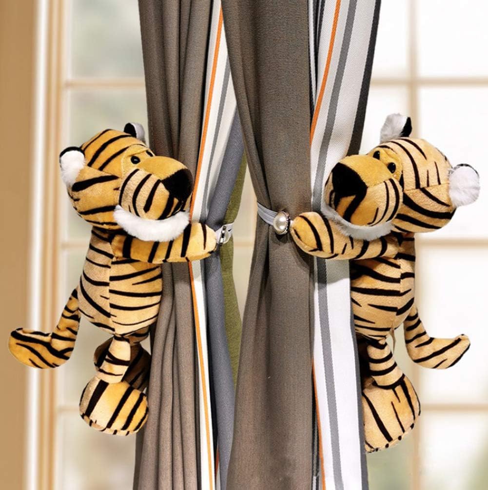 1 Pair Cute Curtain Tieback Animal Tieback Buckle Hook Fastener Cartoon Lion Window Curtain Hook Curtain Holdbacks for Living Room Bedroom Curtain Mosquito Net (Lion)