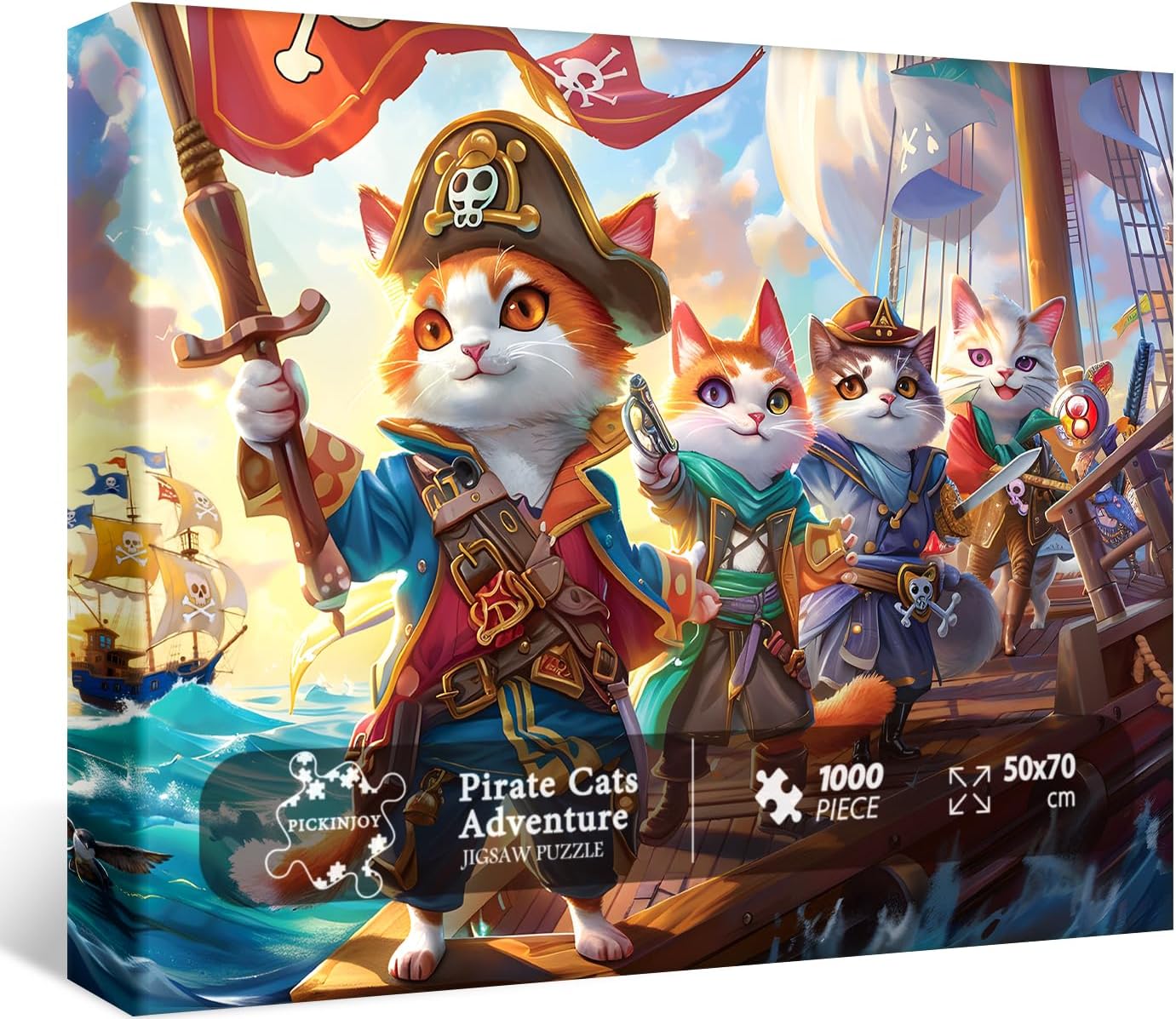 Pirate Cat Puzzle – Puzzles for Adults 1000 Pieces, Jigsaw Puzzle, Unique & Funny Pirate Cat Artwork, Family Puzzle