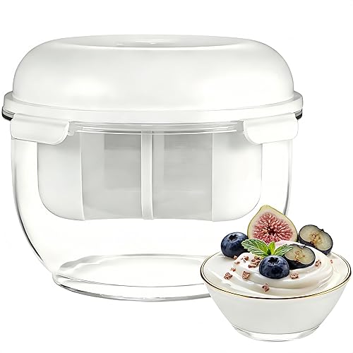Yogurt Strainer-[2.2QT/0.56GAL]Large, [1.16QT/0.29GAL]Filter Capacity, Spring-Assisted Yogurt Filter, Stainless Steel Mesh,