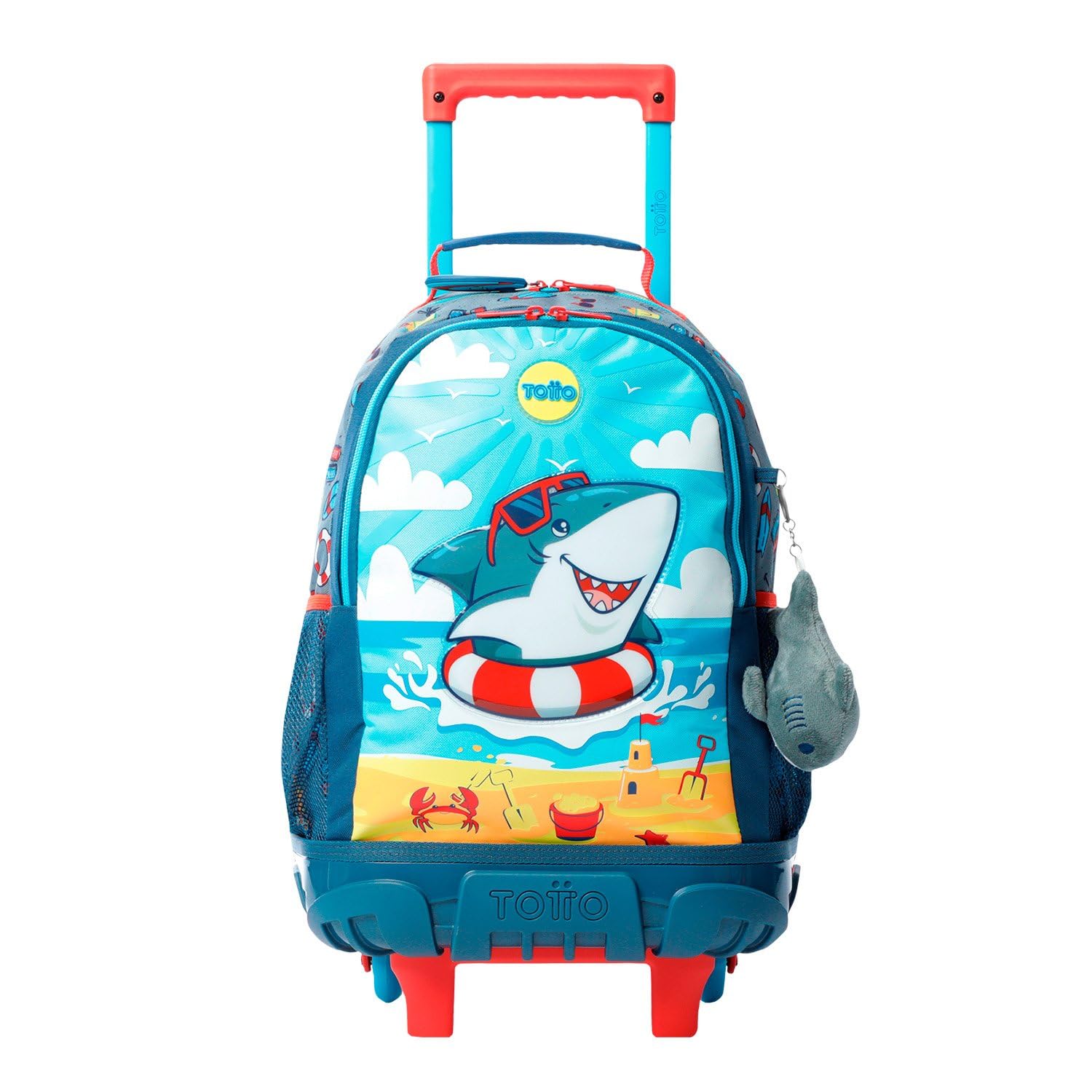 TOTTO Mochila Escolar con Ruedas, Modelo Little Surfer M, Mochila Mediana, Capacidad 23 L, 2 Compartimentos, 2 Bolsillos Botella, Protección en la Base, Cómodas Correas Ajustables, Color Gris