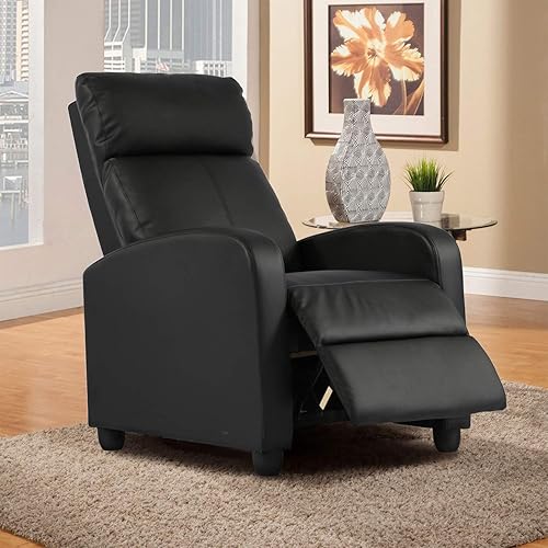 Miniatura 2 de HCB Silla reclinable para sala de estar, muebles de cine en casa, sillas planeadoras modernas con respaldo de ala, sofá individual de piel sintética