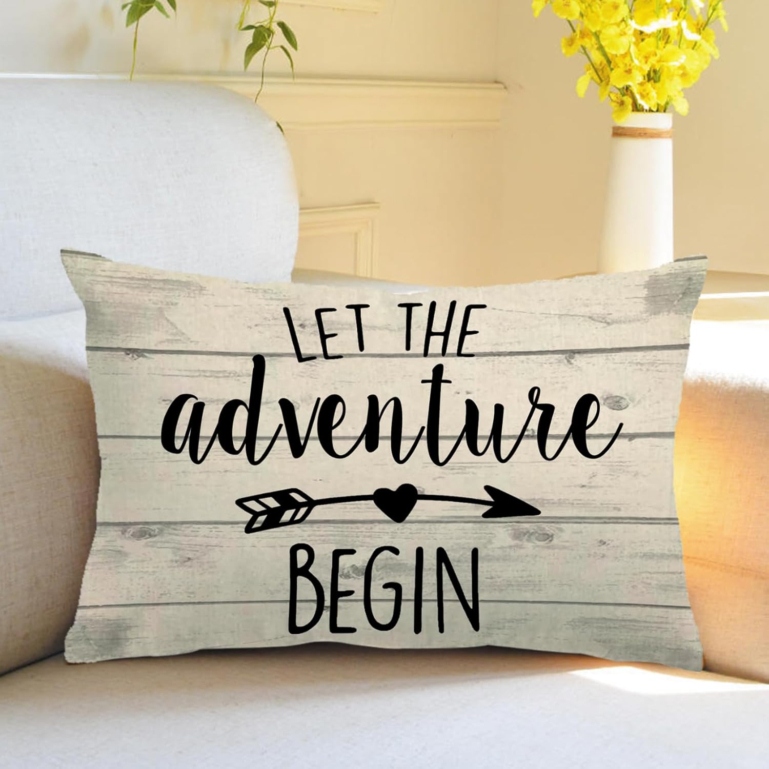 7COLORROOM 2Pack Farmhouse Camper Lumbar Pillow Covers Double-Sided Printed Let The Adventure Begin Welcome to Our Campsite Cushion Cover Cabin/Camper Pillowcases 12”×20” - Image 4