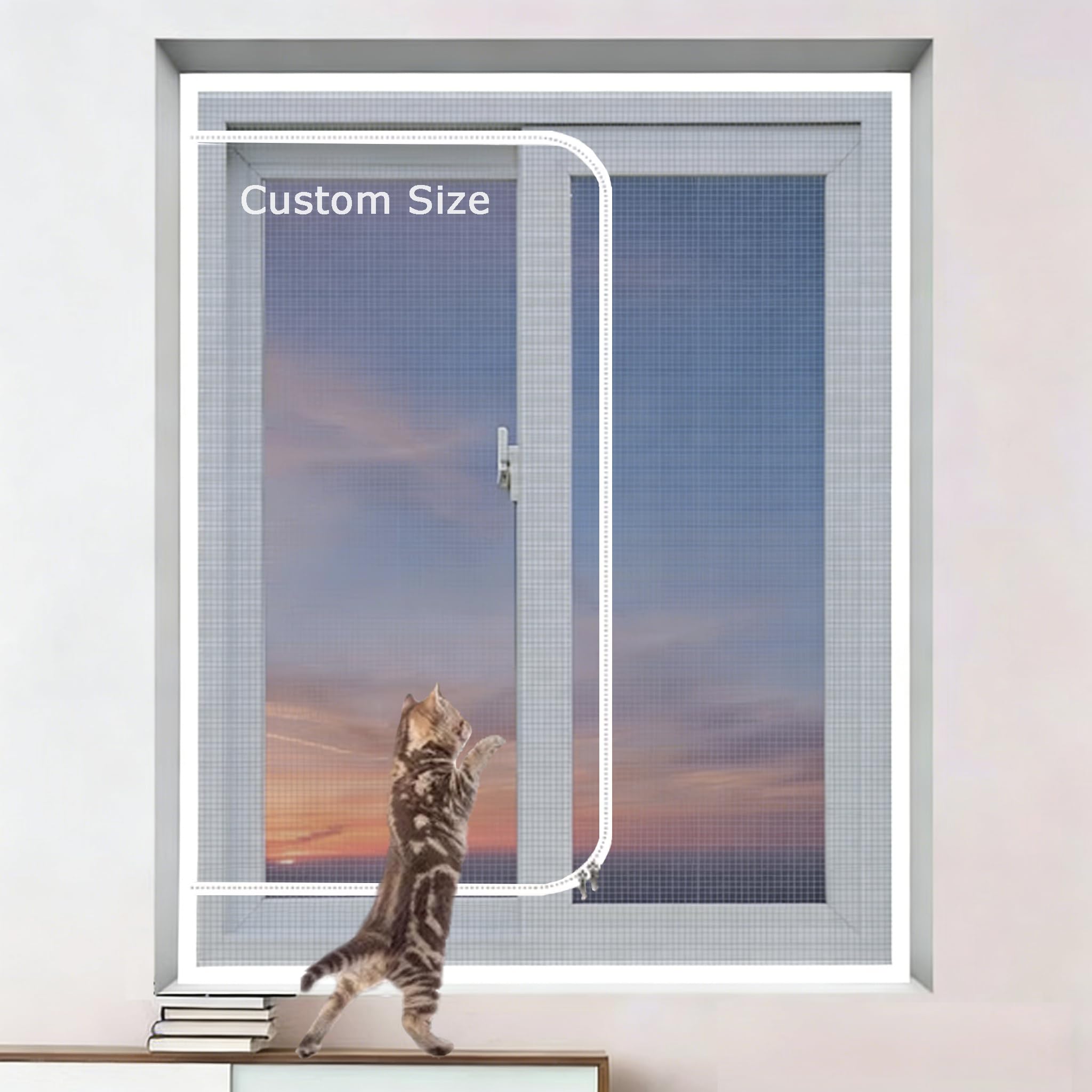 Xieminle Multicolor Cat Proof Window Screen, Custom Size Cat Safety Mesh, Indoor Window Net To Keep Bugs Out, Self-Adhesive Mesh, Pet Protection Balcony Netting With Zipper