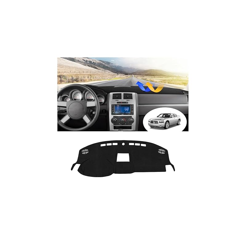 Capa para Painel FIILINES para Dodge Charger 2008 a 2010, tapete de painel em poliéster com base antiderrapante, preta