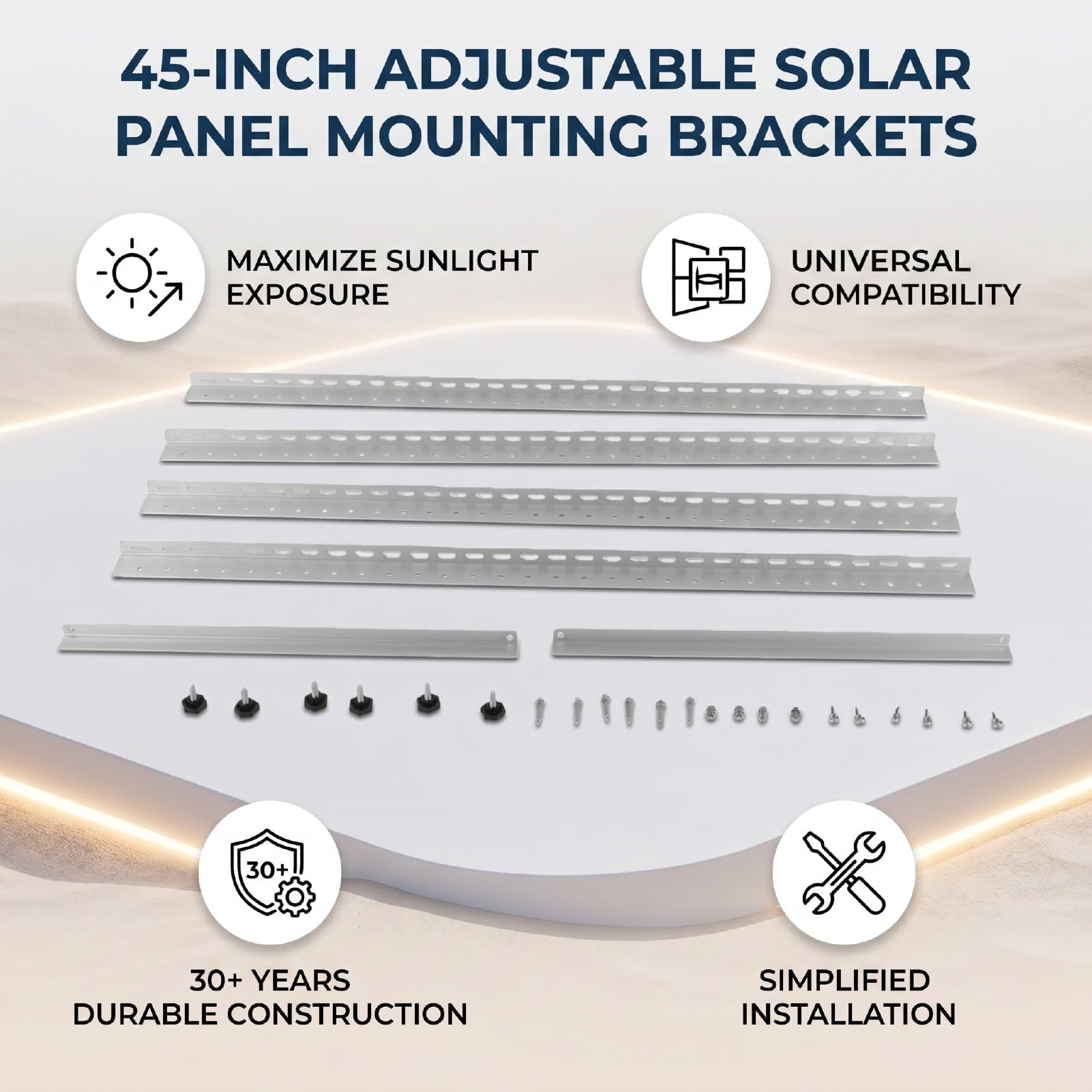 Fafeicy Staffa di Montaggio per Pannello Solare, Alluminio Regolabile da | Lega di Alluminio AL6005 T5, Acciaio Inossidabile SUS304, Parete del Tetto dello Yacht , Rack Fotovoltaico, Compatibile con