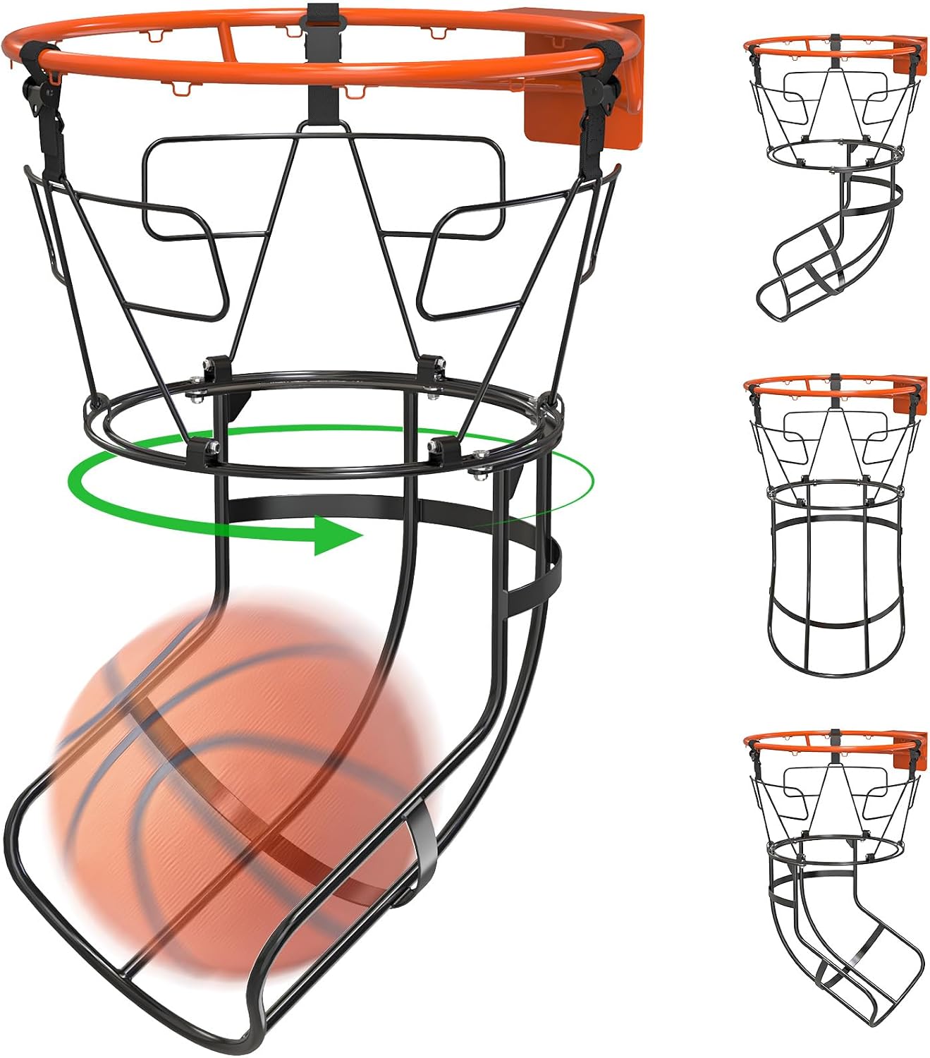 KingDolly 360° Swivel Basketball Rebounder with 3 Extended Rings, Jam-Free