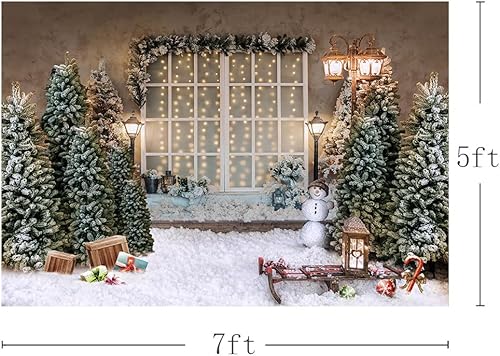 Miniatura 10 de MEHOFOND Fondo de fotografía de Feliz Navidad de 10 x 7 pies, lámpara de árbol de Navidad, ventana, telón de fondo de nieve, invierno, Navidad,