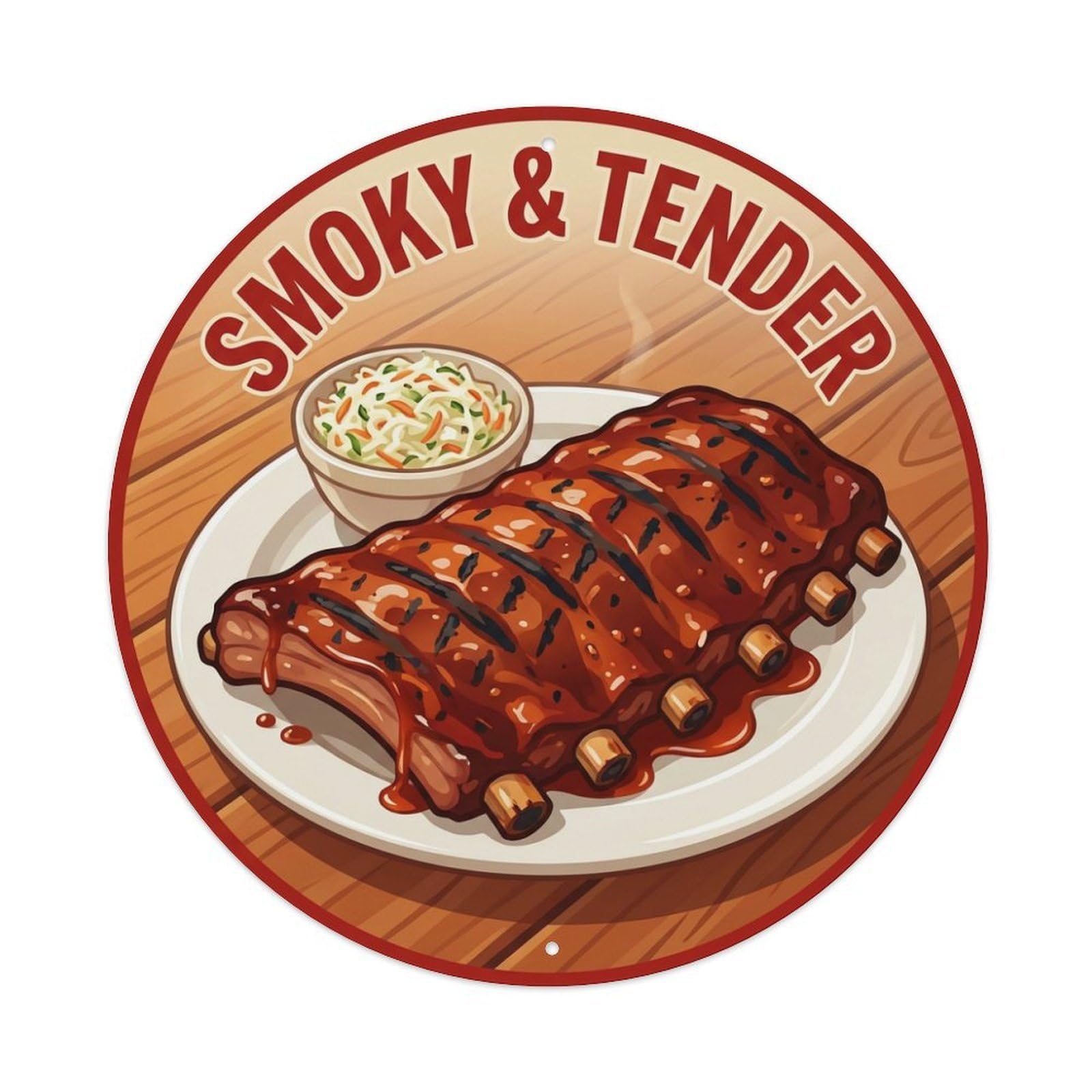Metal Tin Sign Grilled Meat BBQ Ribs Gourmet Food