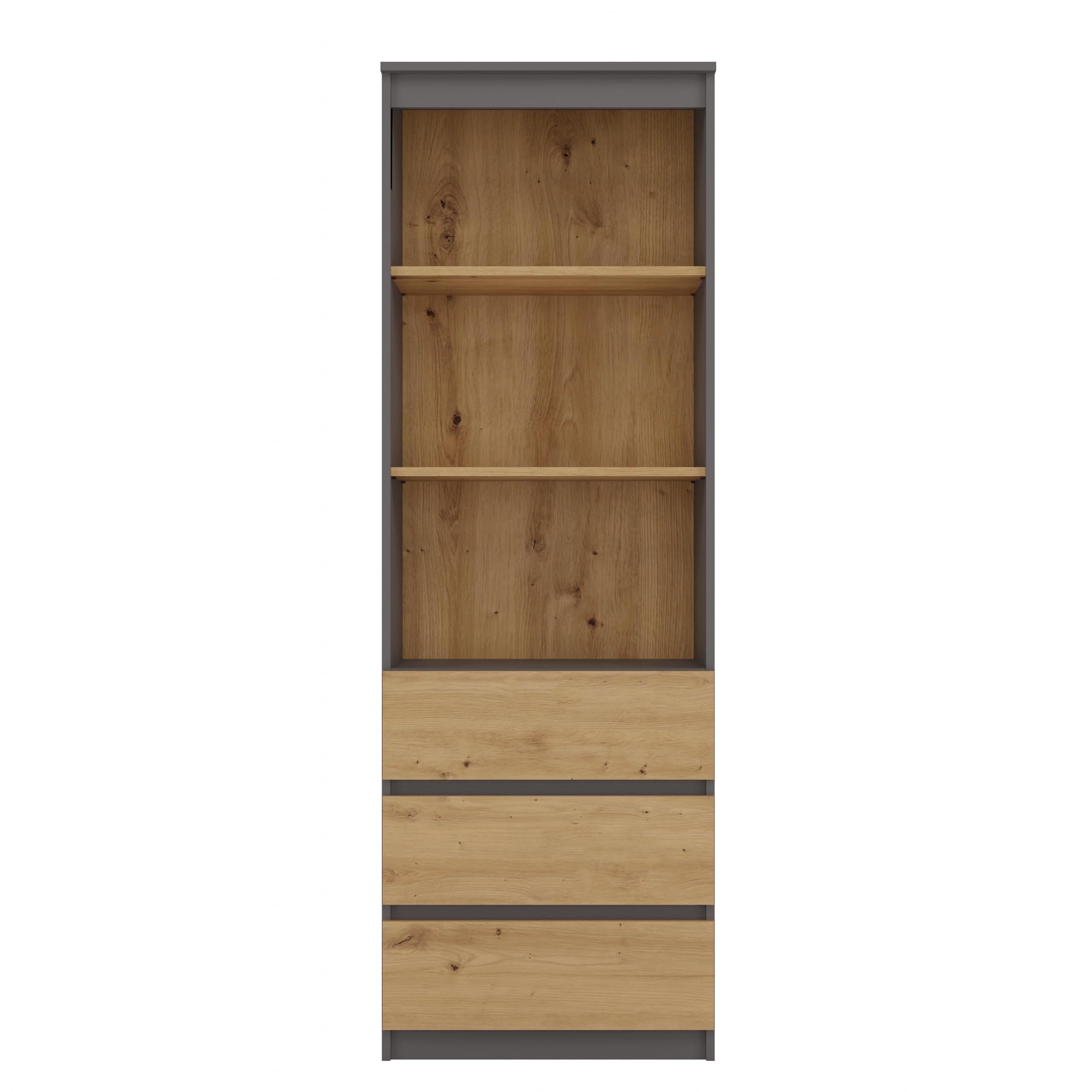 CDF Bücherregal RS-60 Olimp | Farbe: Anthrazit - Eiche Artisan| Für Wohnzimmer, Büro, Arbeitszimmer | Modern | Regal für Bücher und Spielzeug | Ideal für Kinderzimmer, Teenager, Jugendzimmer…