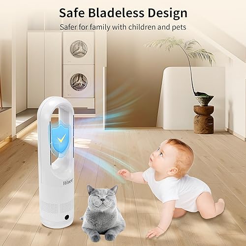 Miniatura 2 de Ventilador sin aspas para dormitorio, ventilador de enfriamiento de torre, silencioso de 20 dB, ventiladores de pie con control remoto, táctil,