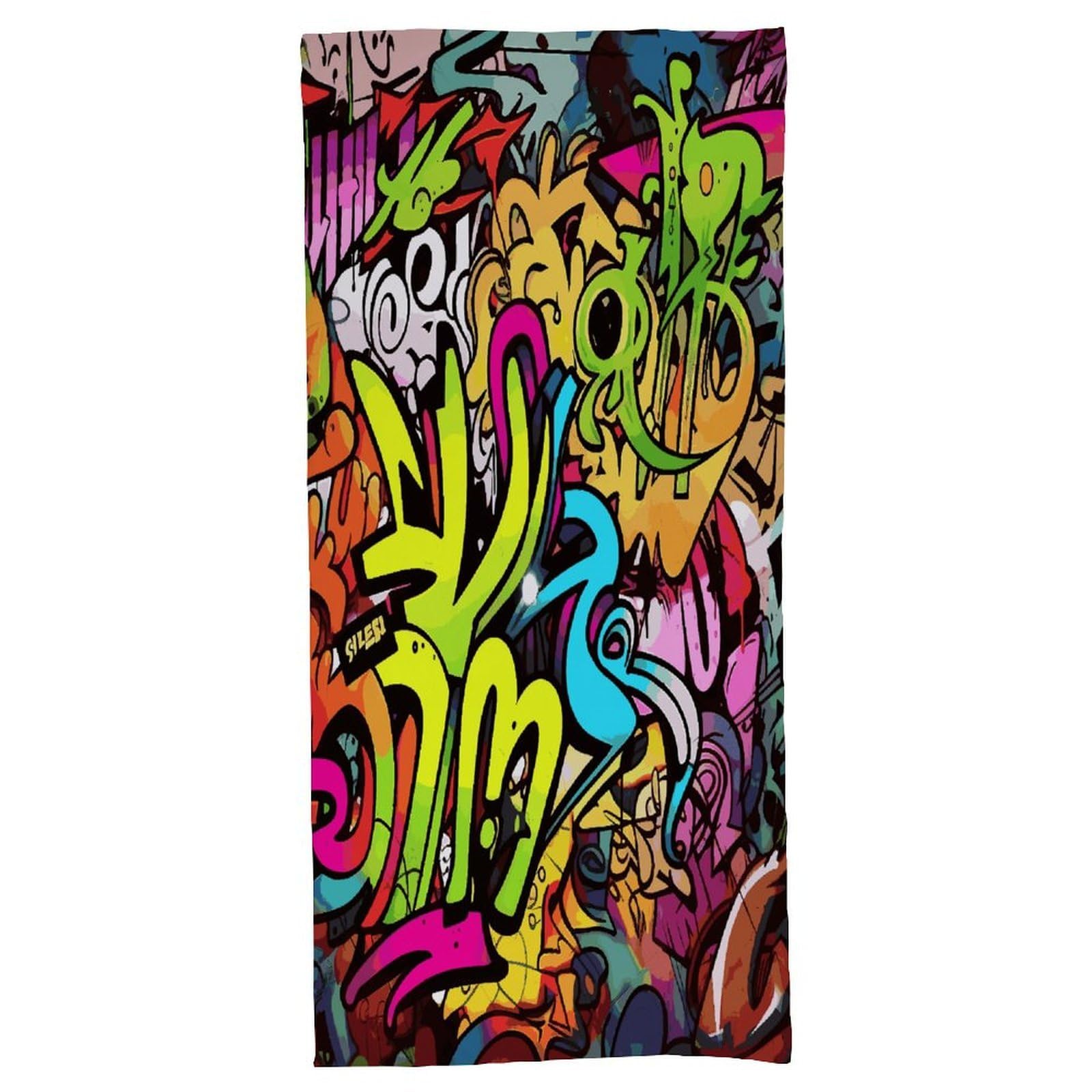 Fekiloot Men's Style Graffiti Drawing Bath Towel Highly Absorbent,Beach Towels For Wo,Pool Towel Bathroom Essential For Beach,Gym,Travel, Camp