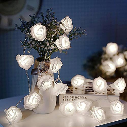Miniatura 1 de VIPMOON Guirnalda de luces LED de rosas, luces de hadas para dormitorio, 6.6 pies, 20 luces LED, funciona con pilas, guirnalda de flores para
