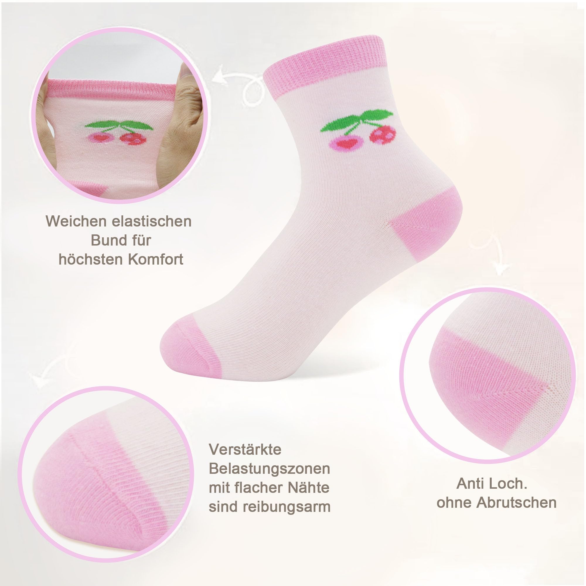 Chaussettes Enfants Filles Garçons en Coton Douces Cheville Coloré Sport