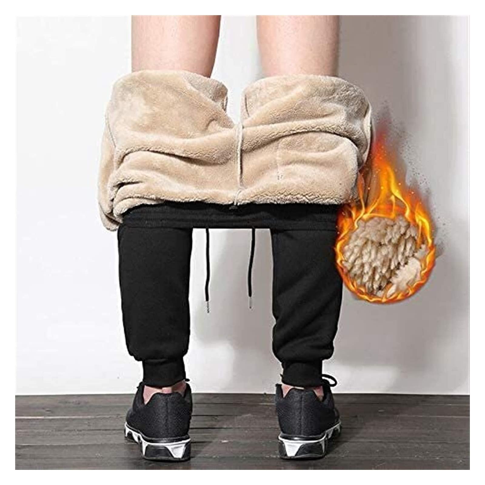 Pantalones De Chándal De Lana Sherpa De Invierno For Hombre, Pantalones De Chándal con Cordón, Pantalones De Lana, Pantalones De Chándal Cálidos, Pantalones Deportivos Informales Pantalones chándal
