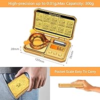 Vista 3 de Báscula digital de bolsillo de 10.58 oz x 0.00 oz de precisión, pequeña báscula de oro de alta precisión, peso digital gramos y onzas para joyas