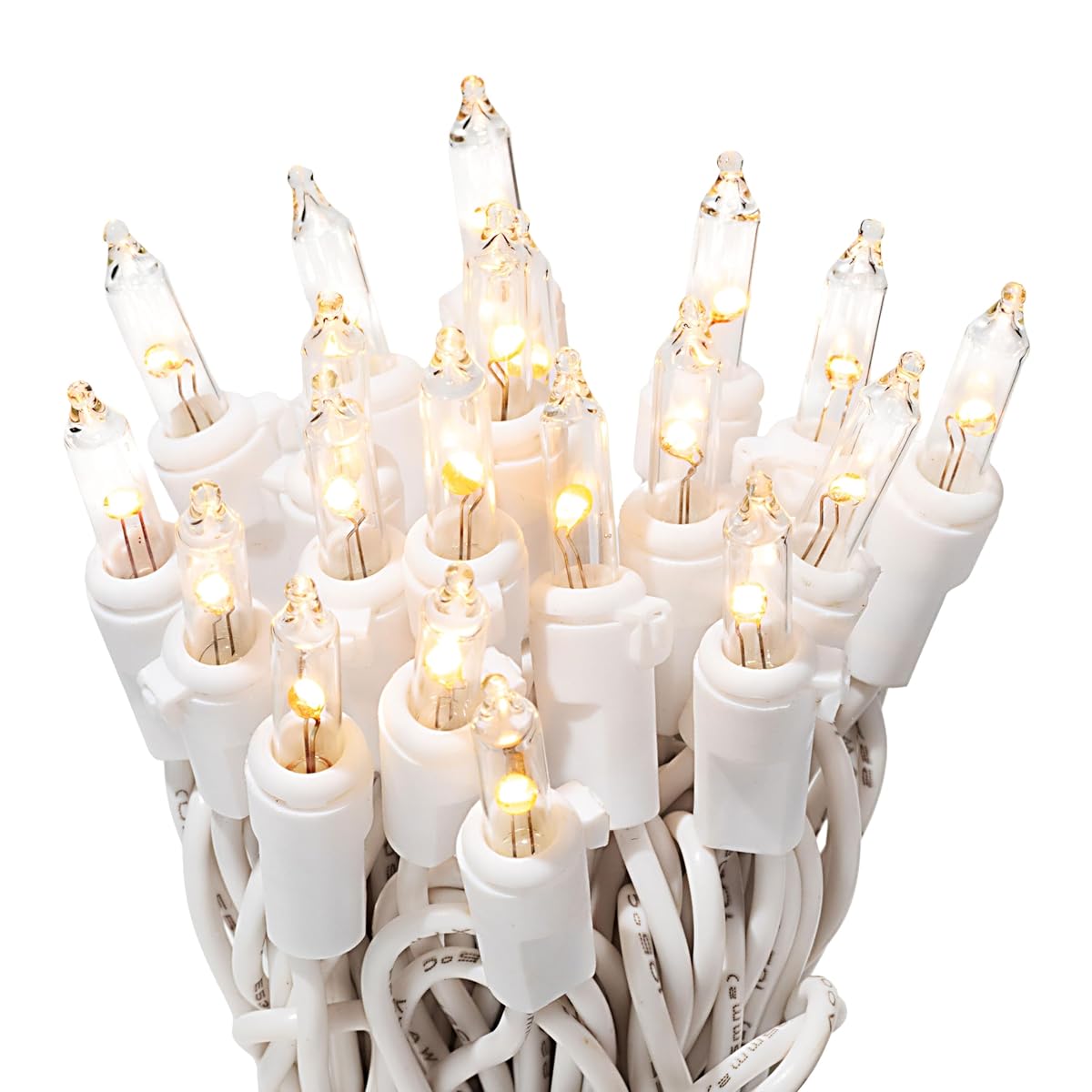 612 Vermont 20 LED Clear Christmas Lights on White Wire Cord, UL Approved,
