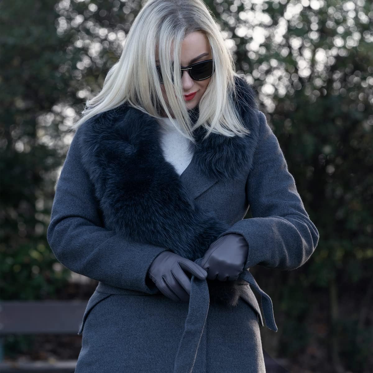 Downholme Vegan Leather Gloves for Women - Image 6