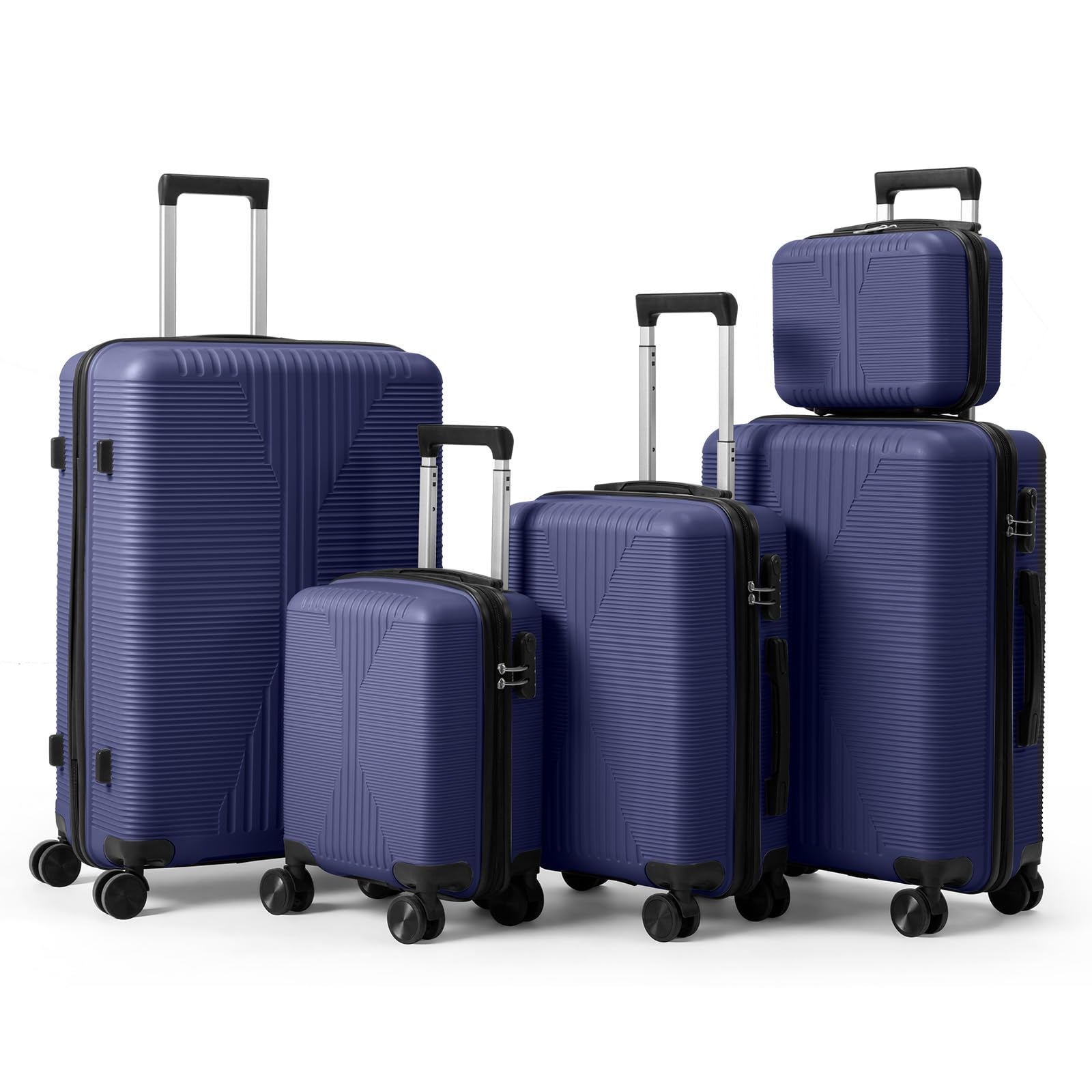 Karl home PP Hard Case Luggage Sets 5 Piece, Blue, 12/16/20/24/28"