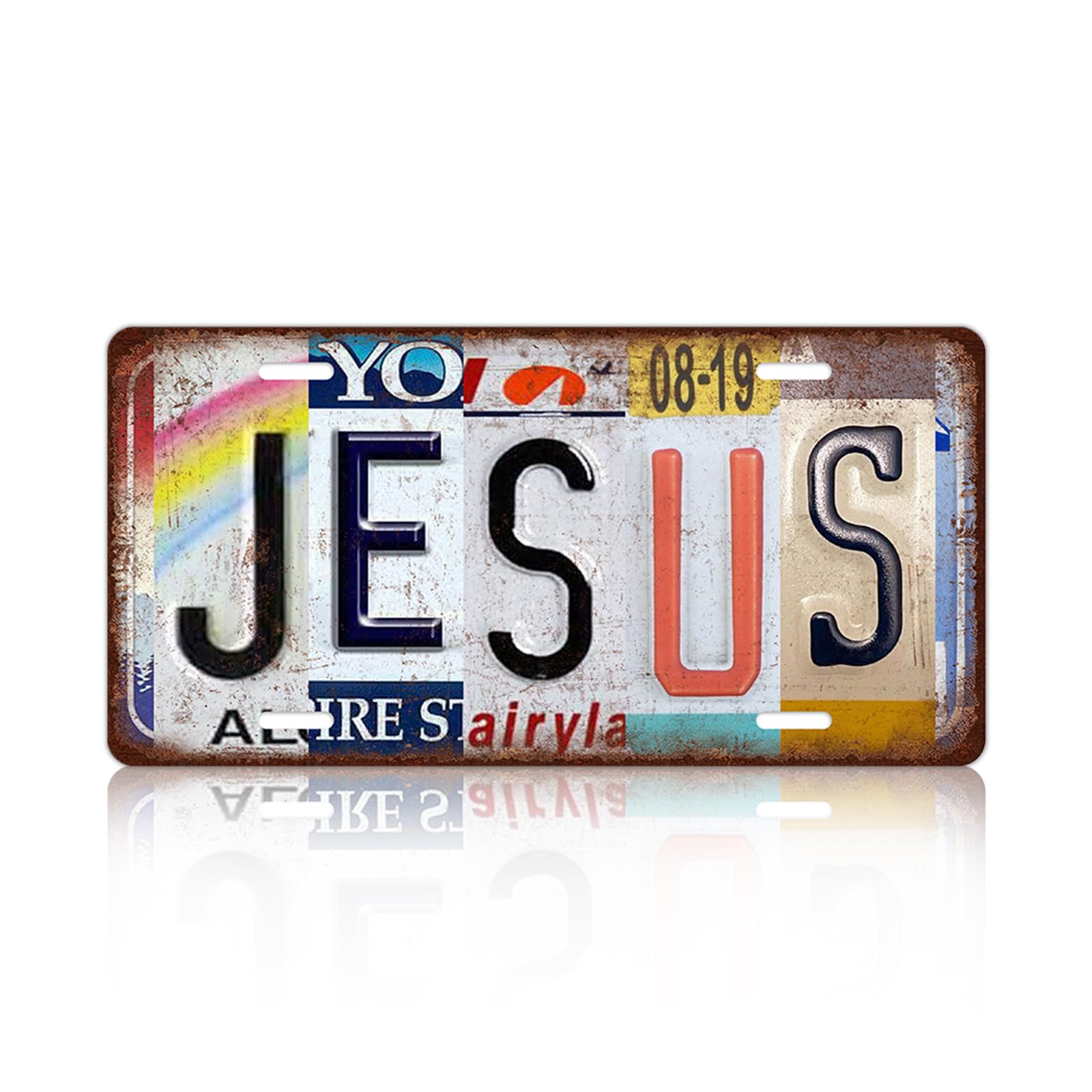 Vintage Jesus Metal Tin Sign License Plate Wall Decor 12 x 6 Inches
