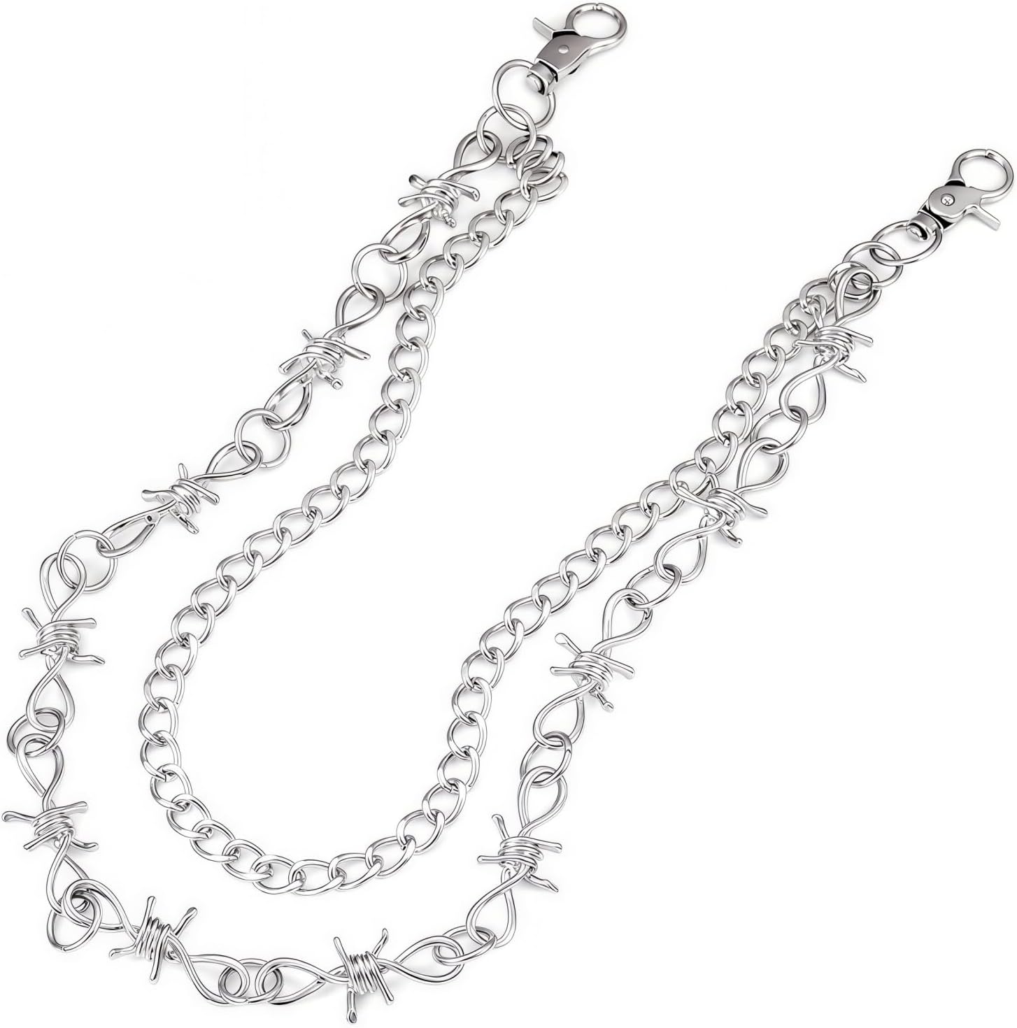 Barbed Wire Pants Chain for Jeans, 2-Layer Punk Goth Wallet Keychain