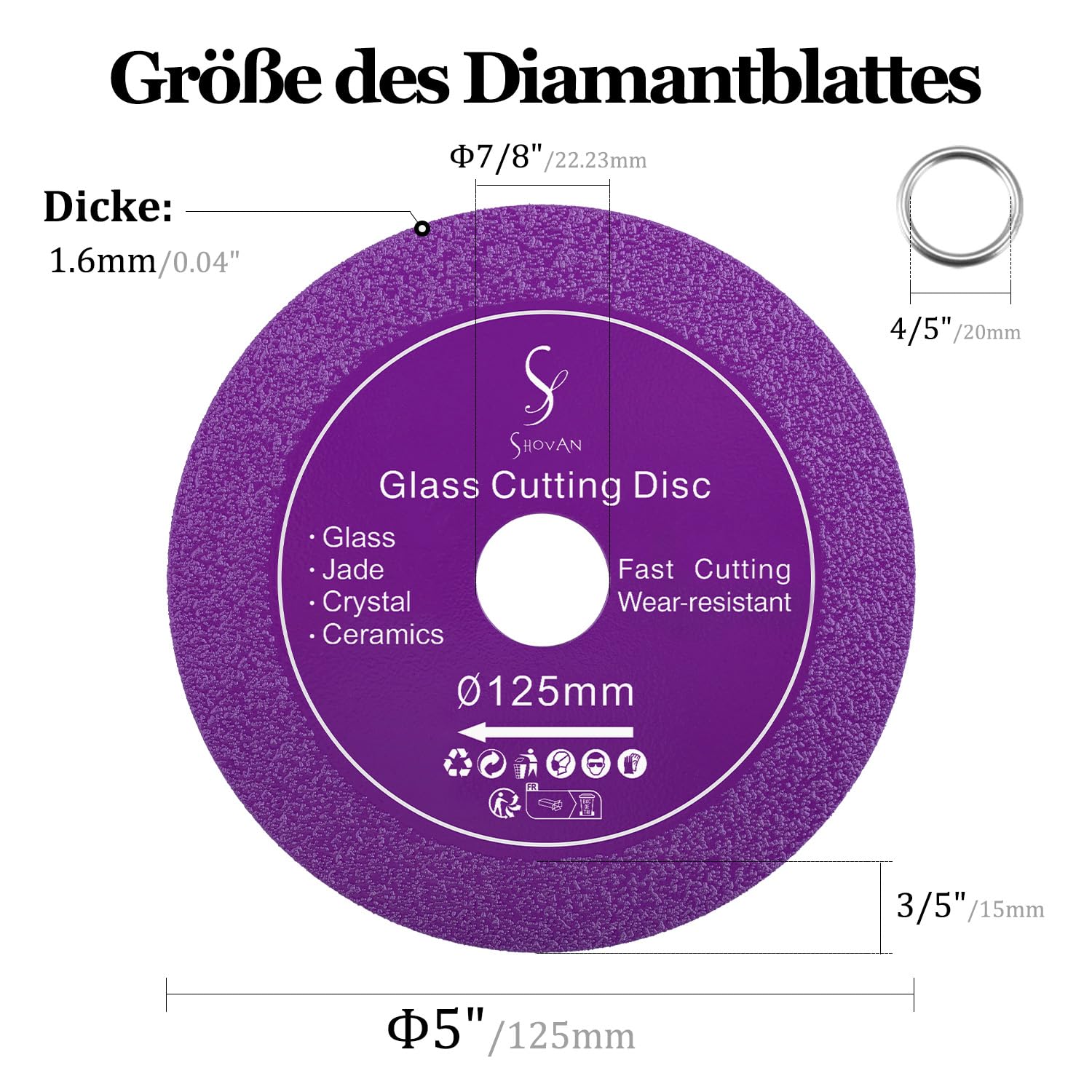 3 sztuki przecinarków do szkła, cienka tarcza diamentowa 125 mm x 22,23 mm, tarcza tnąca do szlifierek kątowych, elastyczne tarcze do grubego szkła, ceramiki, marmuru