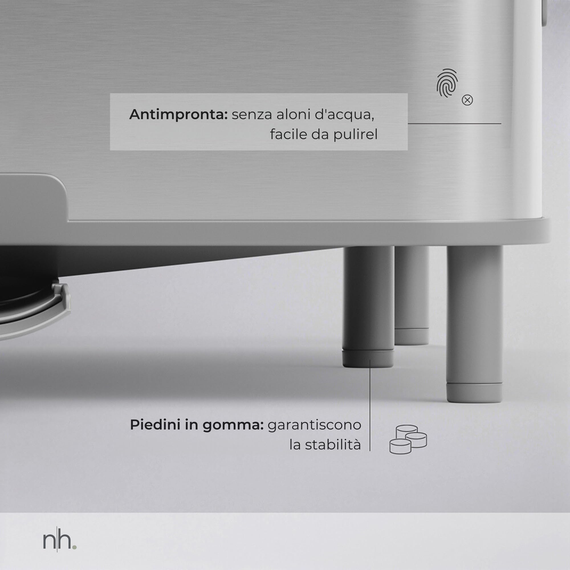 Scolapiatti grigio scuro da appoggio | Estensibile in acciaio inox anti-impronta con beccuccio orientabile | Design compatto ed elegante per cucine moderne