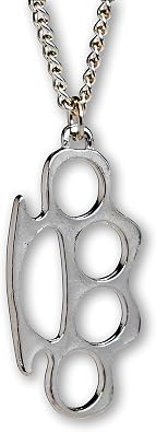 Real Metal Replica Knucks Charm Polished Silver Finish Pendant Necklace Twenty Inch Chain