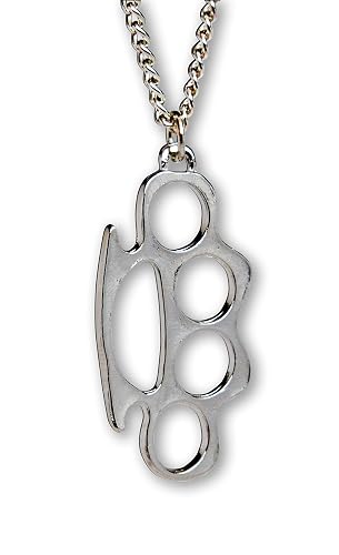 Real Metal Replica “Knucks Charm” Polished Silver Finish Pendant Necklace Twenty Inch Chain