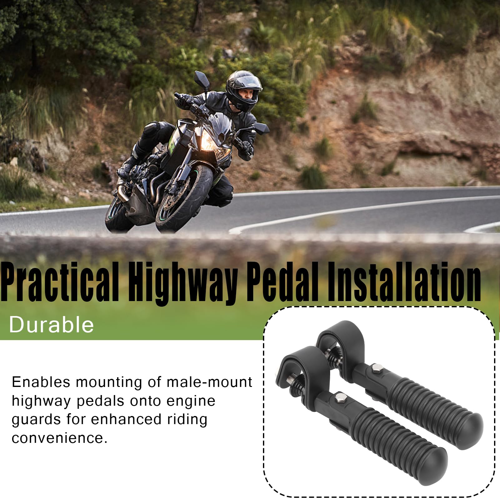 Pedane per moto Pedane per autostrada per barre di protezione Morsetto Supporto per poggiapiedi Protezione per barra di protezione motore Pedane per moto Universali Pratiche 1In (Noir)
