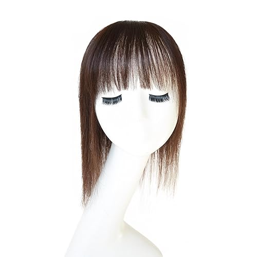 Miniatura 7 de Extensiones de cabello humano con clip con flequillo, base de seda, flecos para pérdida de adelgazamiento, extensiones de reemplazo para cabello