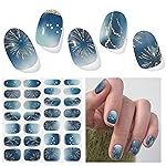 DUKASOU Semi Cured Gel Nail Strips, Stars Shine | 28 pcs Gel Nail Strips Work with Any UV Lamp, Salon Quality UV Nails Stickers, Easy to Apply for Home Nails DIY