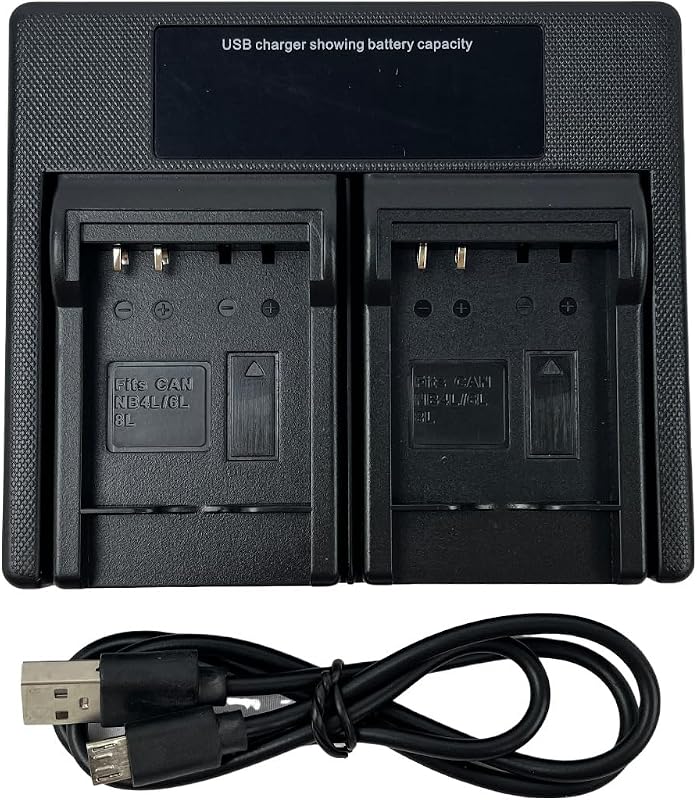USB LED Dual Camera Charger for NB-6LH NB-6L NB-4L NB-8L CB-2LY, Compatible for SX530 HS, S95, SX610 HS, SX280 HS, SX500 is, SX510 HS, SD750, SD630, SX600 HS, SX260 HS, SD1000