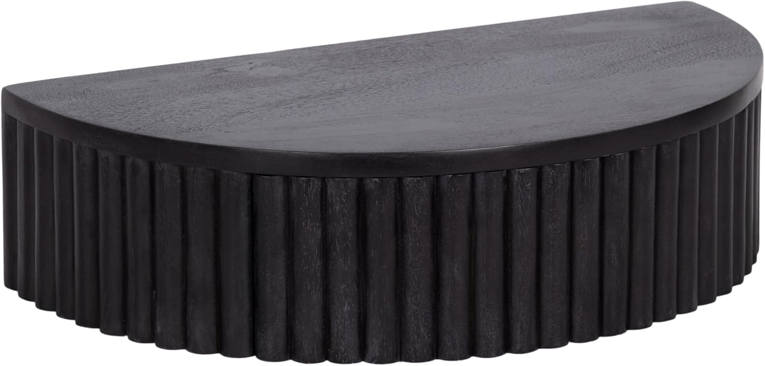 Kate and Laurel Reid Modern Ribbed Wooden Floating Side Table with Storage Drawer for Use as Bedroom Nightstand, 20x11x6, Black