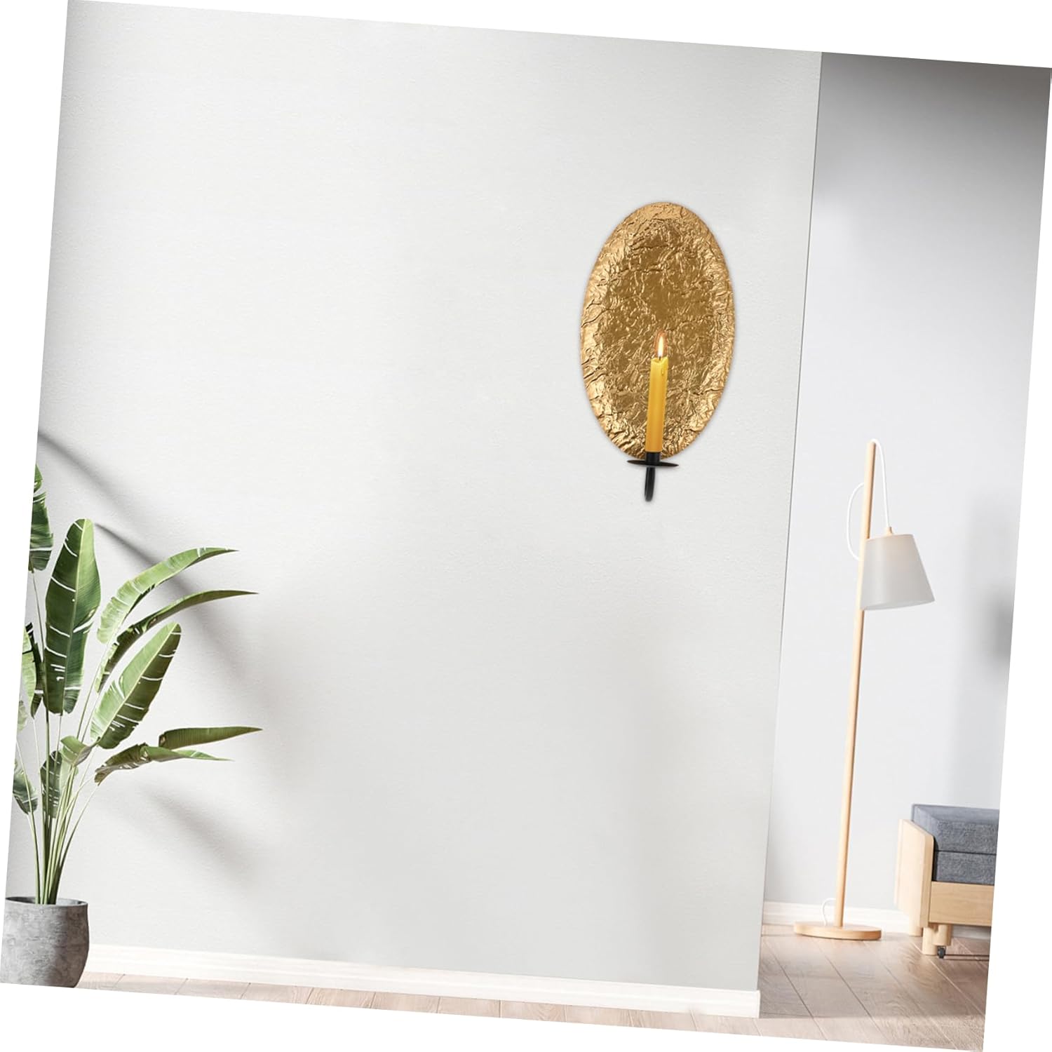 Cabilock Elegant Wall Sconce Iron Decorative Candle Holder Silver Wall Decor for Living Room