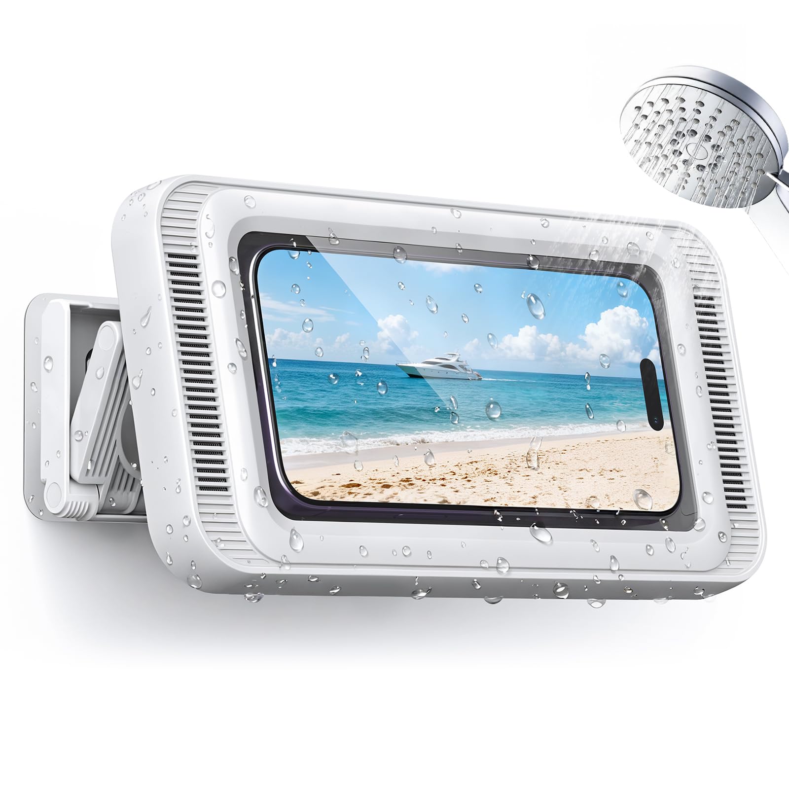 Coolpow Supporto per Telefono da Doccia【Étanche IPX6】Supporto Telefono da Doccia 480° Rotazione, supporto universale per doccia bagno cucina per meno 7" telefono, touch screen ad alta definizione Kit