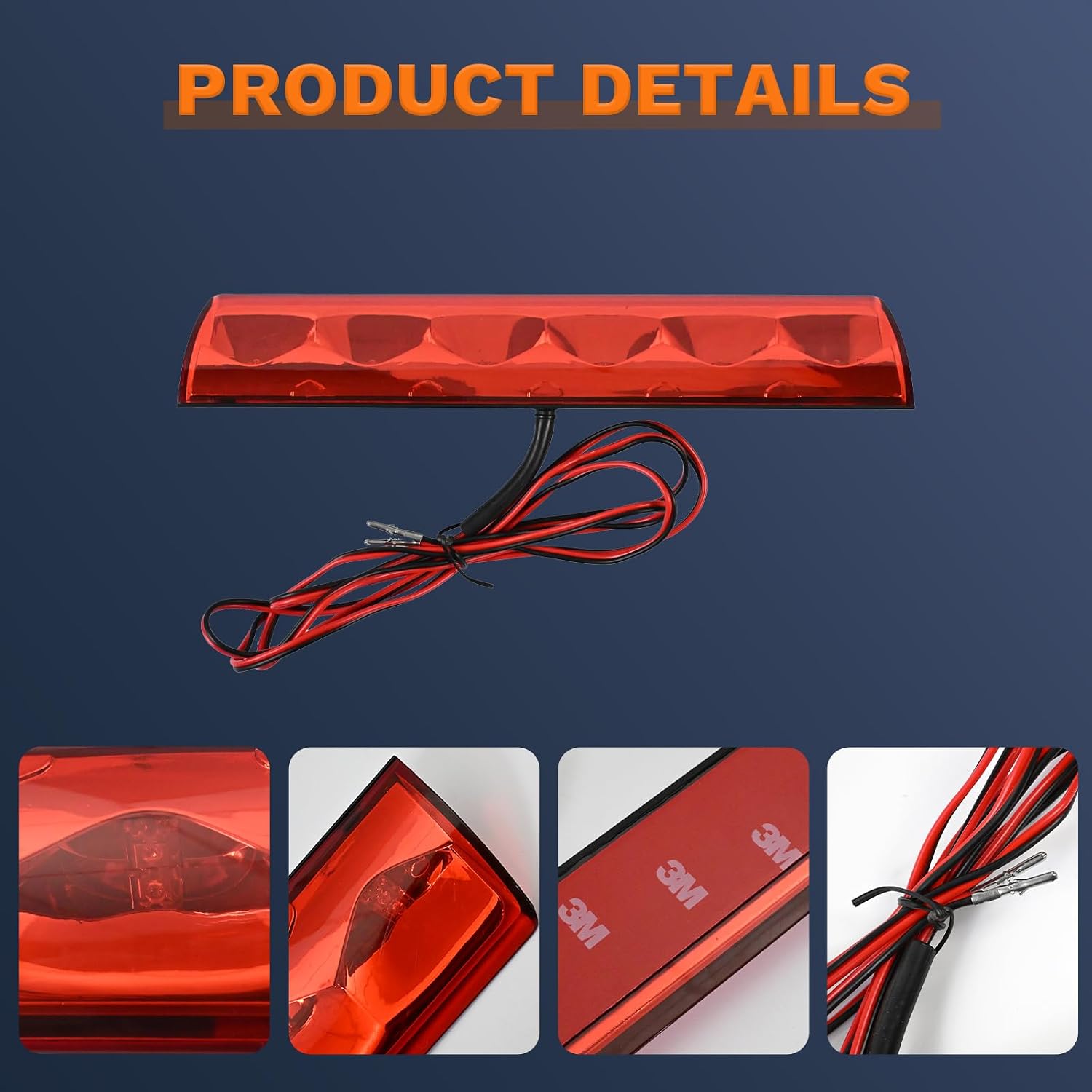 Third 3rd Brake Stop Light Red Lens Chrome Housing Compatible with Leer ARE Jason Astro Lights Replace AT-LED-36R