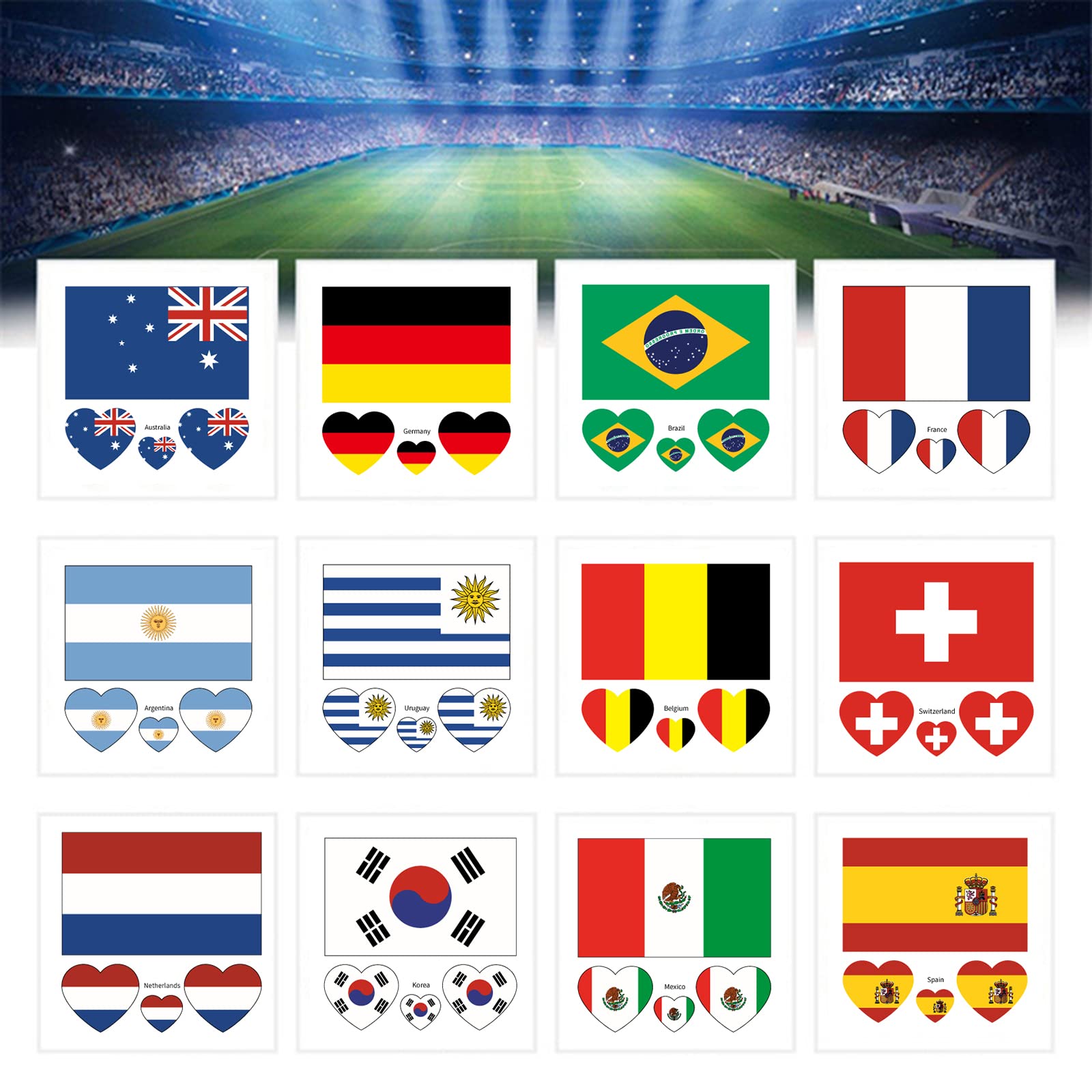 Buy 2022 Qatar World Cup Tattoo Stickers 32pcs Disposable Tattoos