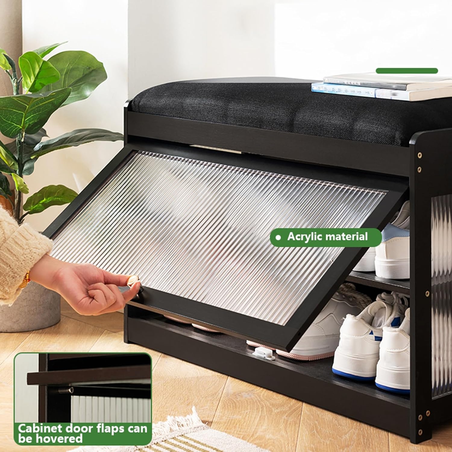 Shoe Changing Stool Home Shoe Cabinet at The Door Stool Integrated Entrance Long Stool Shoe Carrying Stool for The Entrance Original Color/Brown/Black Length 50cn/70CM (Color :