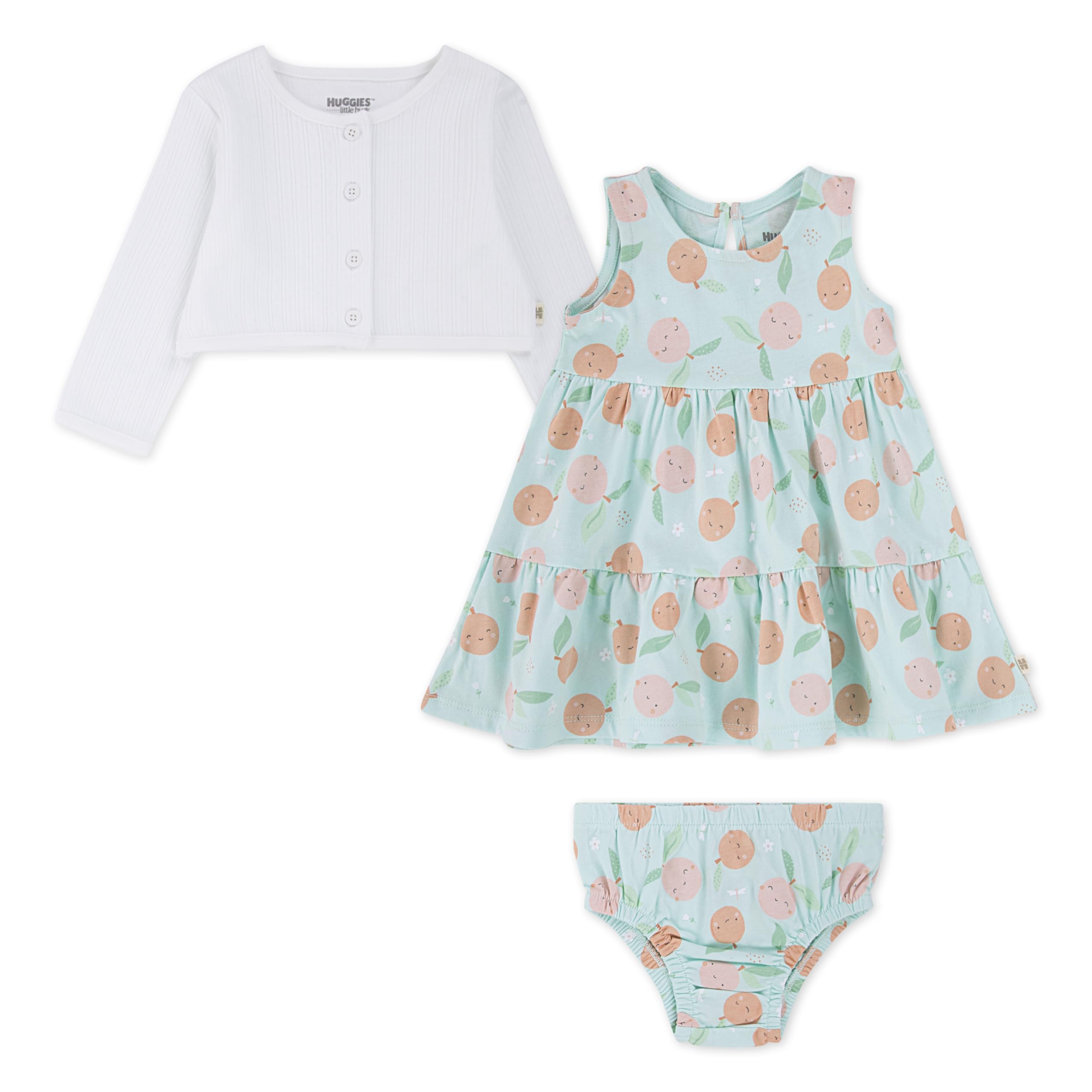 Ensemble robe et cardigan bébé fille cadeau de naissance Huggies