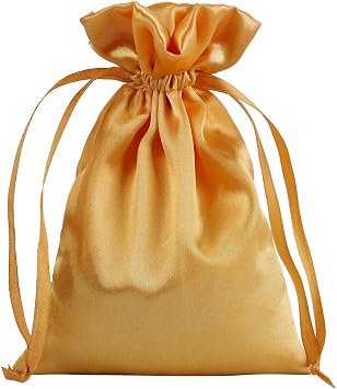AKLVBL 30 Pack Golden Satin Gift & Wedding Favor Bags, 5 x 7 Inches, Drawstring Silk Pouch for Baby Showers & Jewelry