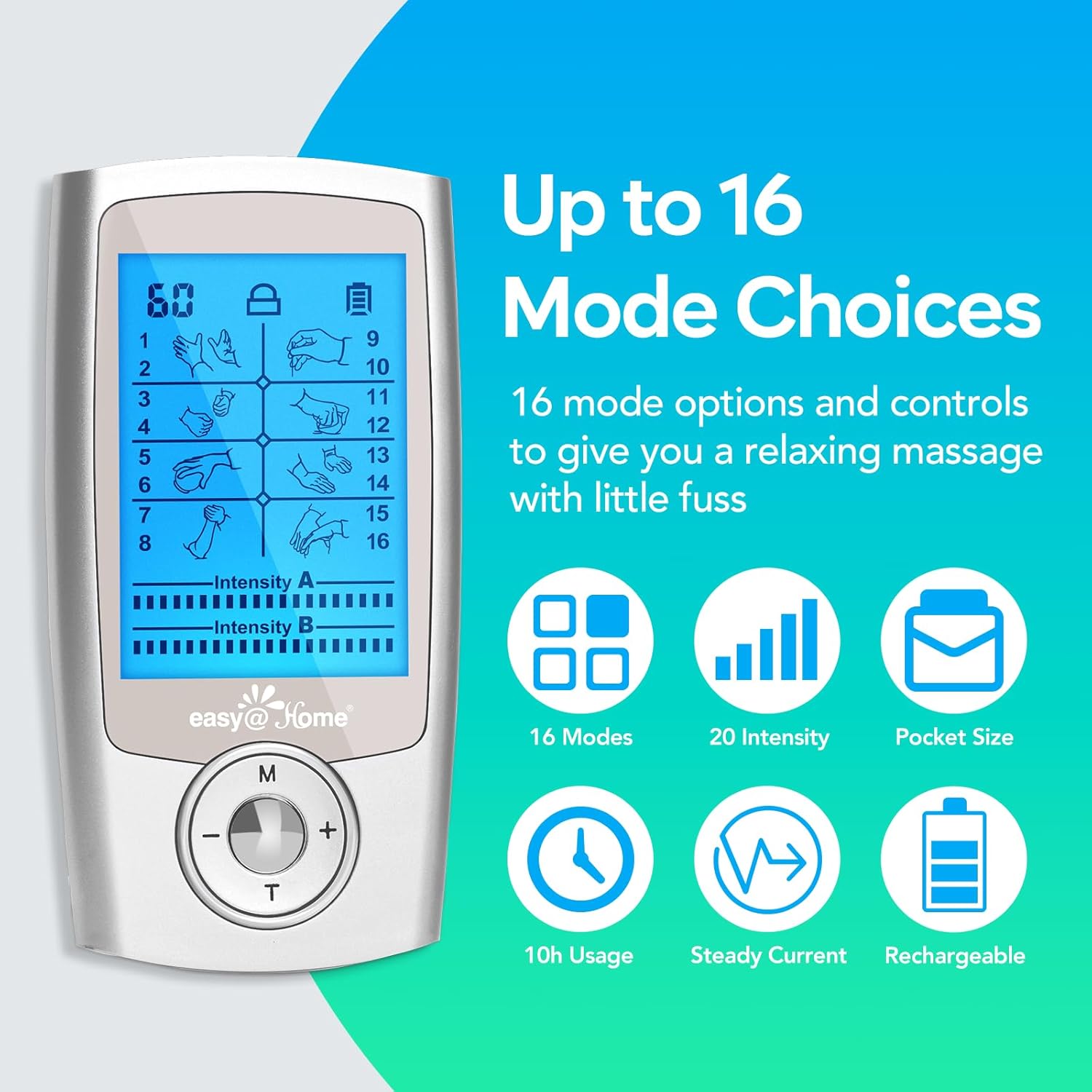 Mini Electronic Pulse Stimulator - Easy@Home TENS Unit Muscle Massager - 510K Cleared for OTC Use Handheld Pain Relief Therapy Device – Pain Management on The Shoulder, Joint, Back, Leg&More (EHE029N)