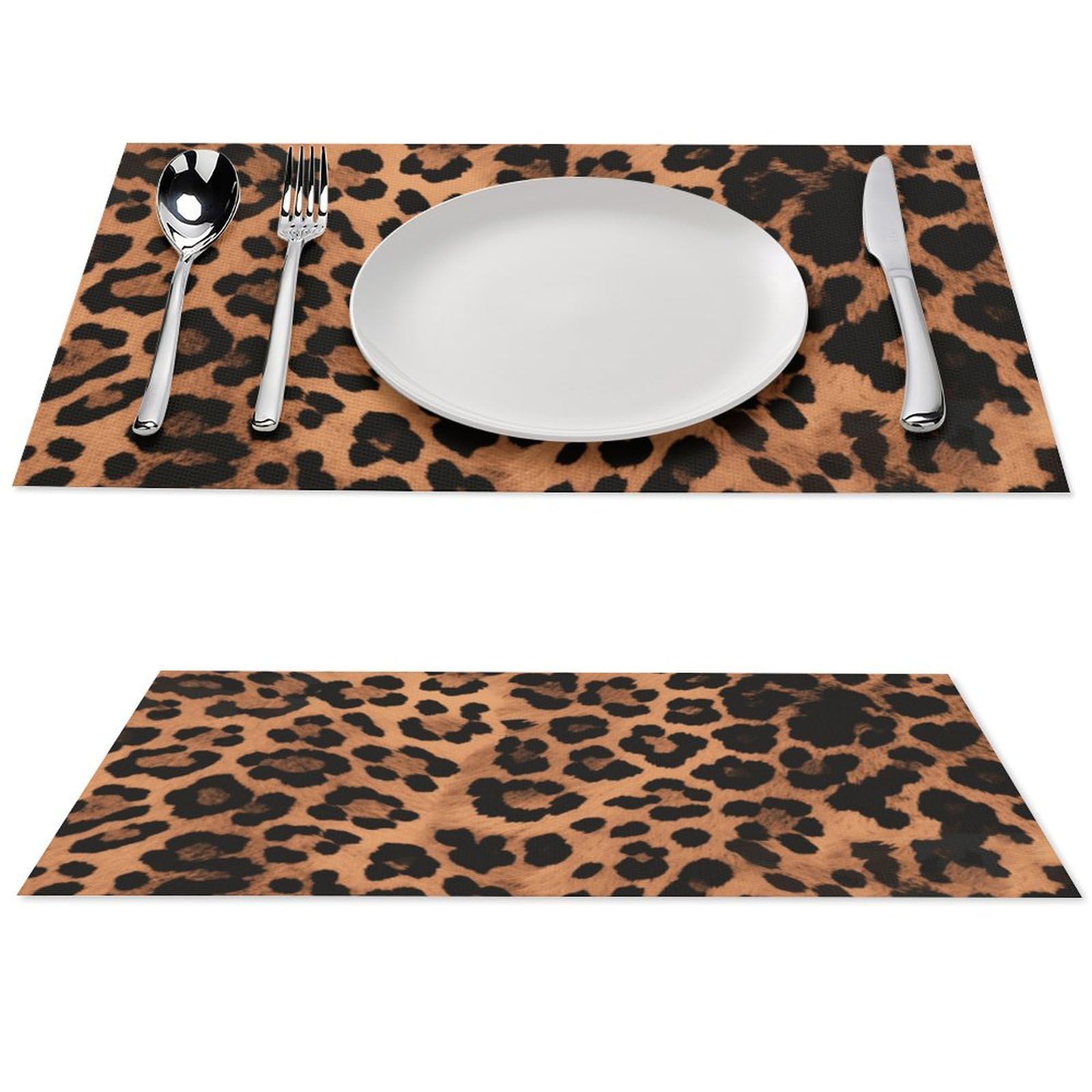 Sets de table léopard antidérapants imperméables 30x45cm vinyle lavable pour cuisine et table x4