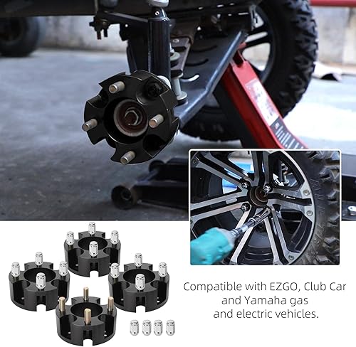 Miniatura 7 de Roykaw Espaciadores de rueda de repuesto para carrito de golf compatibles con modelos EZGO/Club Car/Yamaha de 4 × 4 pulgadas, adaptadores de