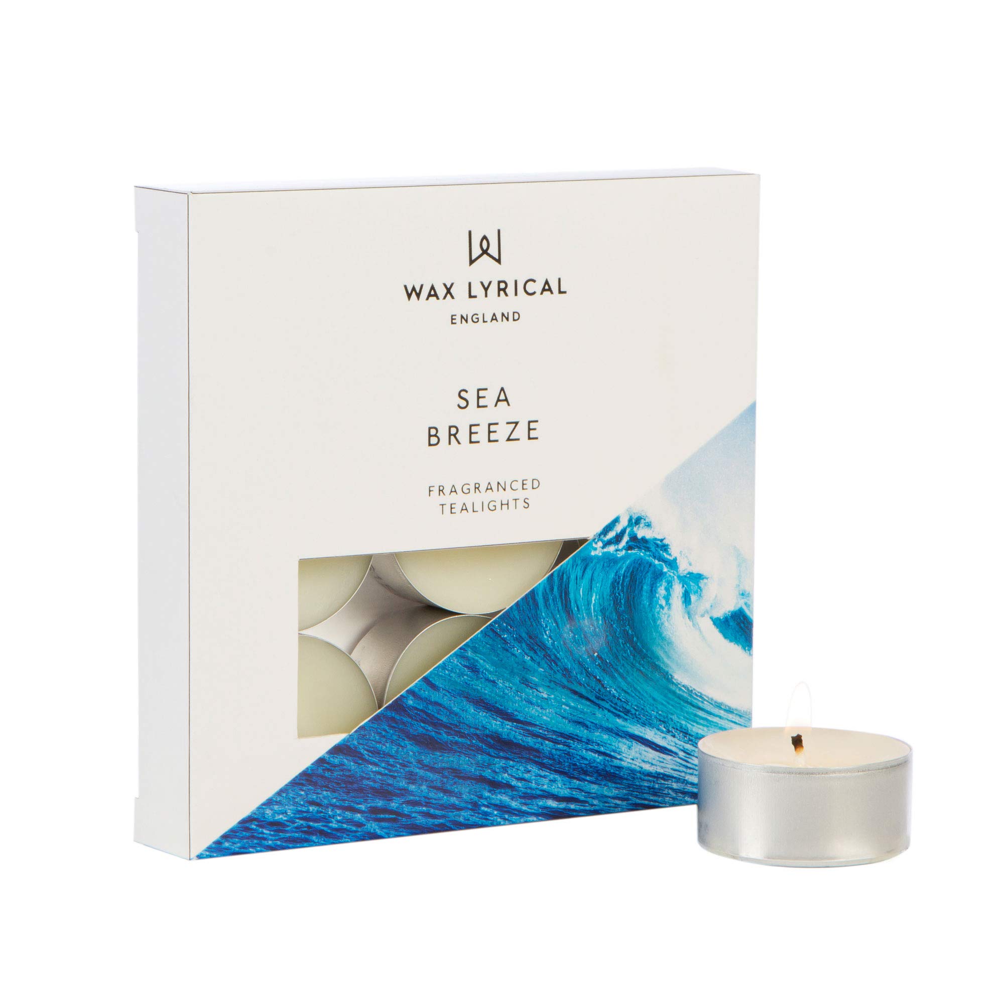 Wax Lyrical Scented Tealight Candles, Seabreeze Box of 9, Blue