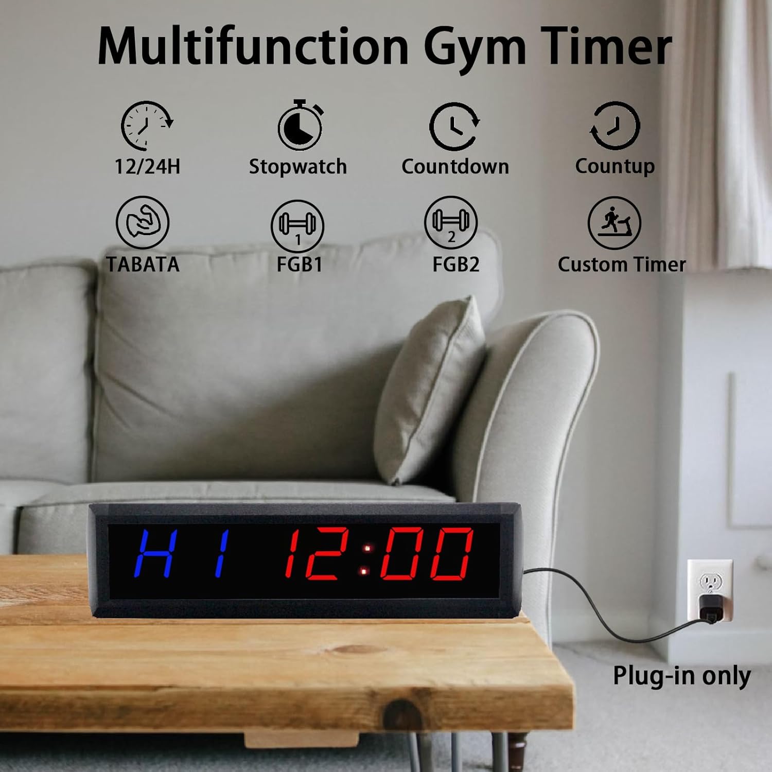 Digital Gym Timer with Tripod,1.8 Inch Digital Display with Customizable Training Timing, Time Clock,Counup,Stopwatch,Interval Timer for Home/Gym/Office/Garage/Countdown & up