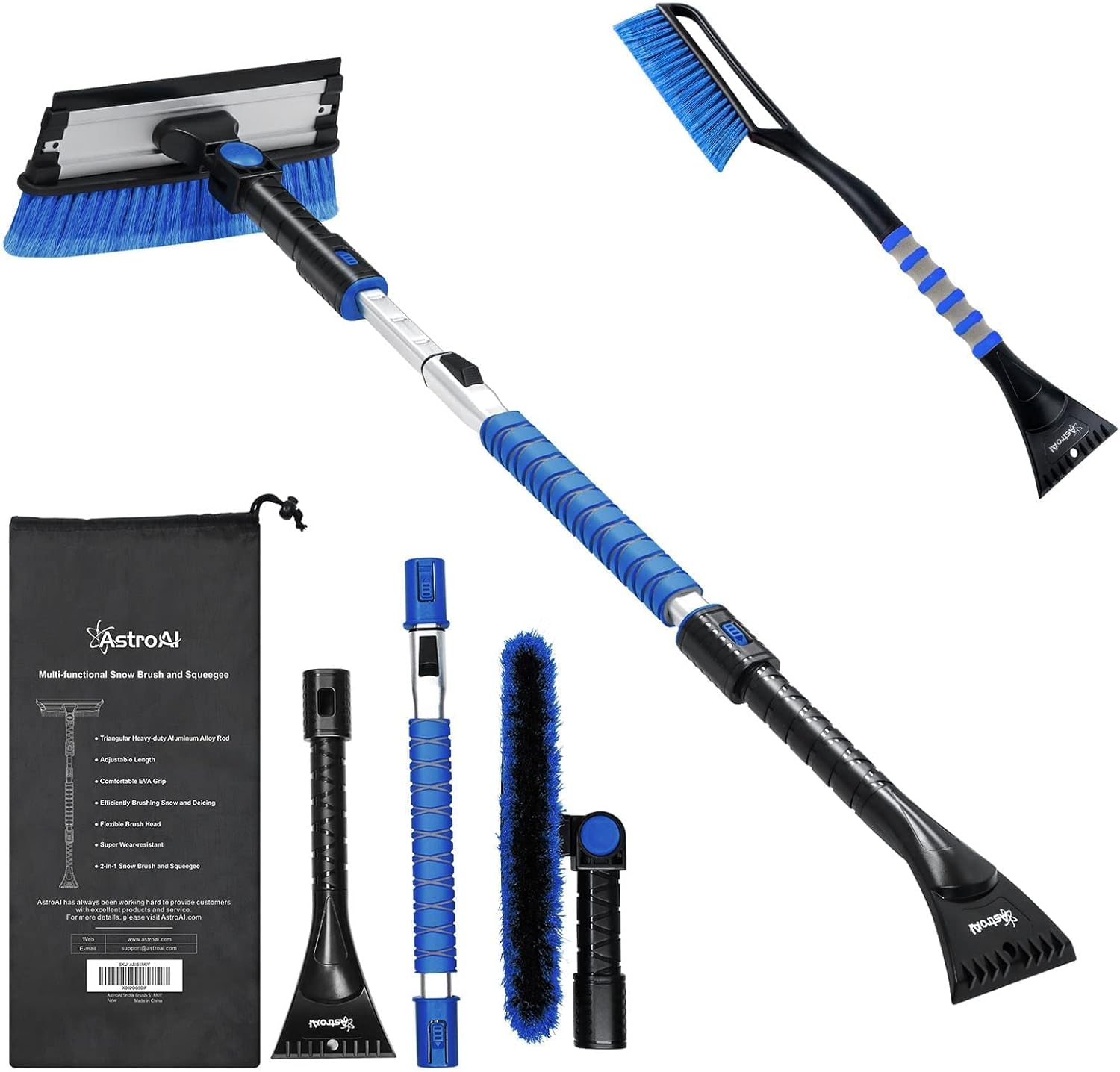 AstroAI 27 Inch Snow Brush 47.2 Inch Ice Scrapers for Car Windshield